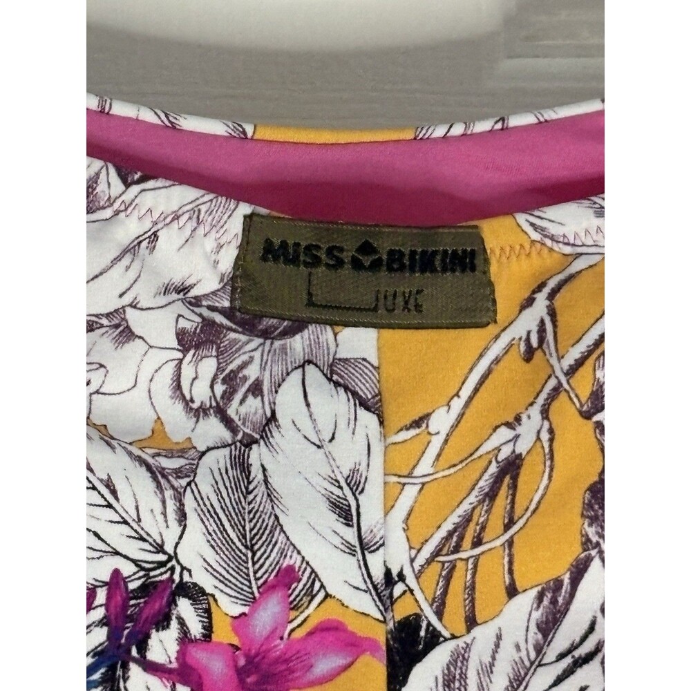 Miss Bikini Luxe Sz 12 Yellow Floral Print Brazilian Bikini Bottom Swimwear New - Picture 4 of 7